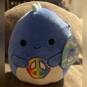 Squishmallows 8” Brody The Blue Dinosaur With Peace Sign 1-30-2024 . ☮️ Rare